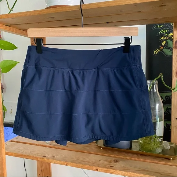 Lululemon True Navy Blue Pace Rival Mid Rise Skirt Skort 8 - Picture 6 of 15